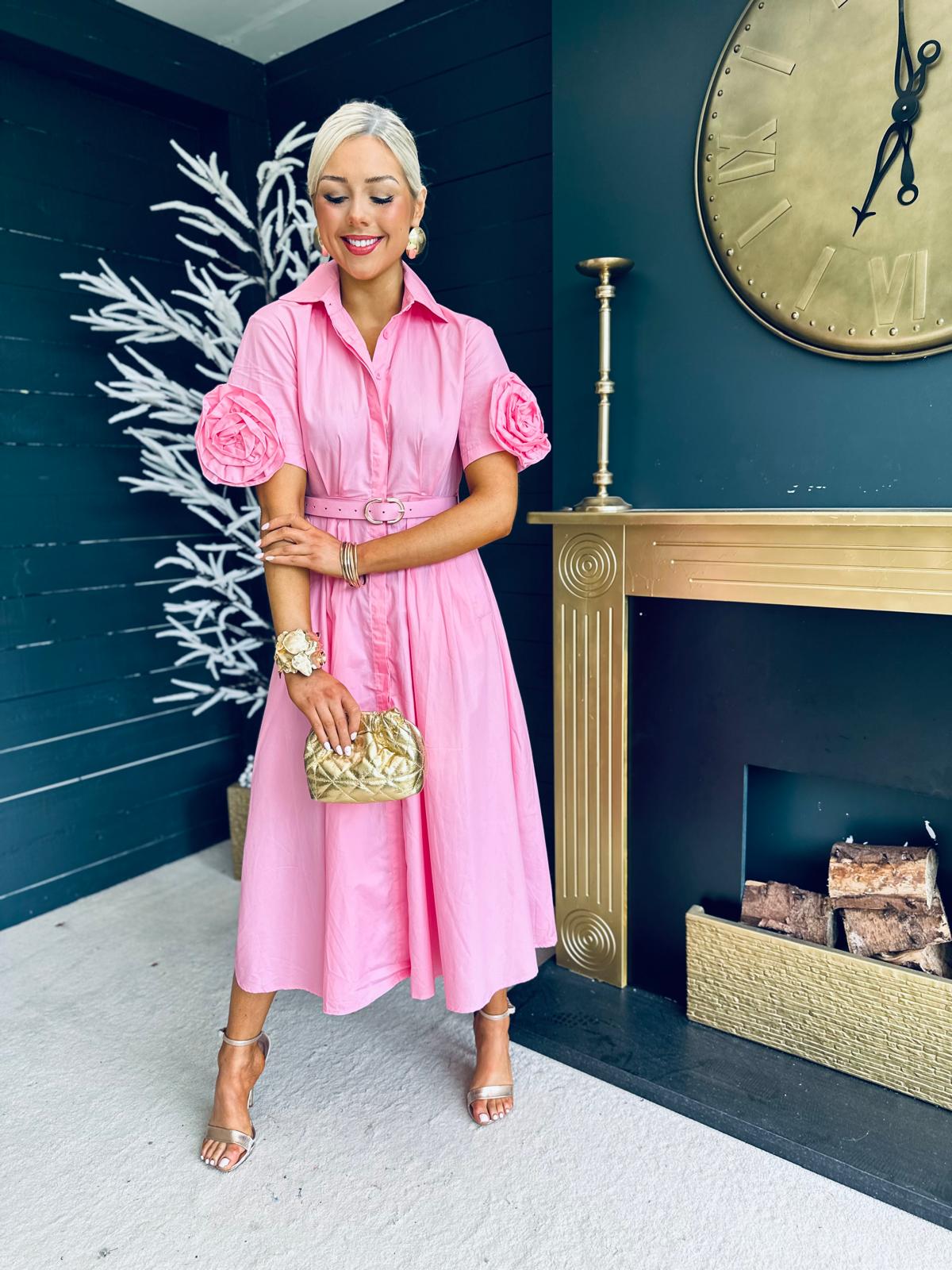 Iggy Detailed Shirt Dress Pink