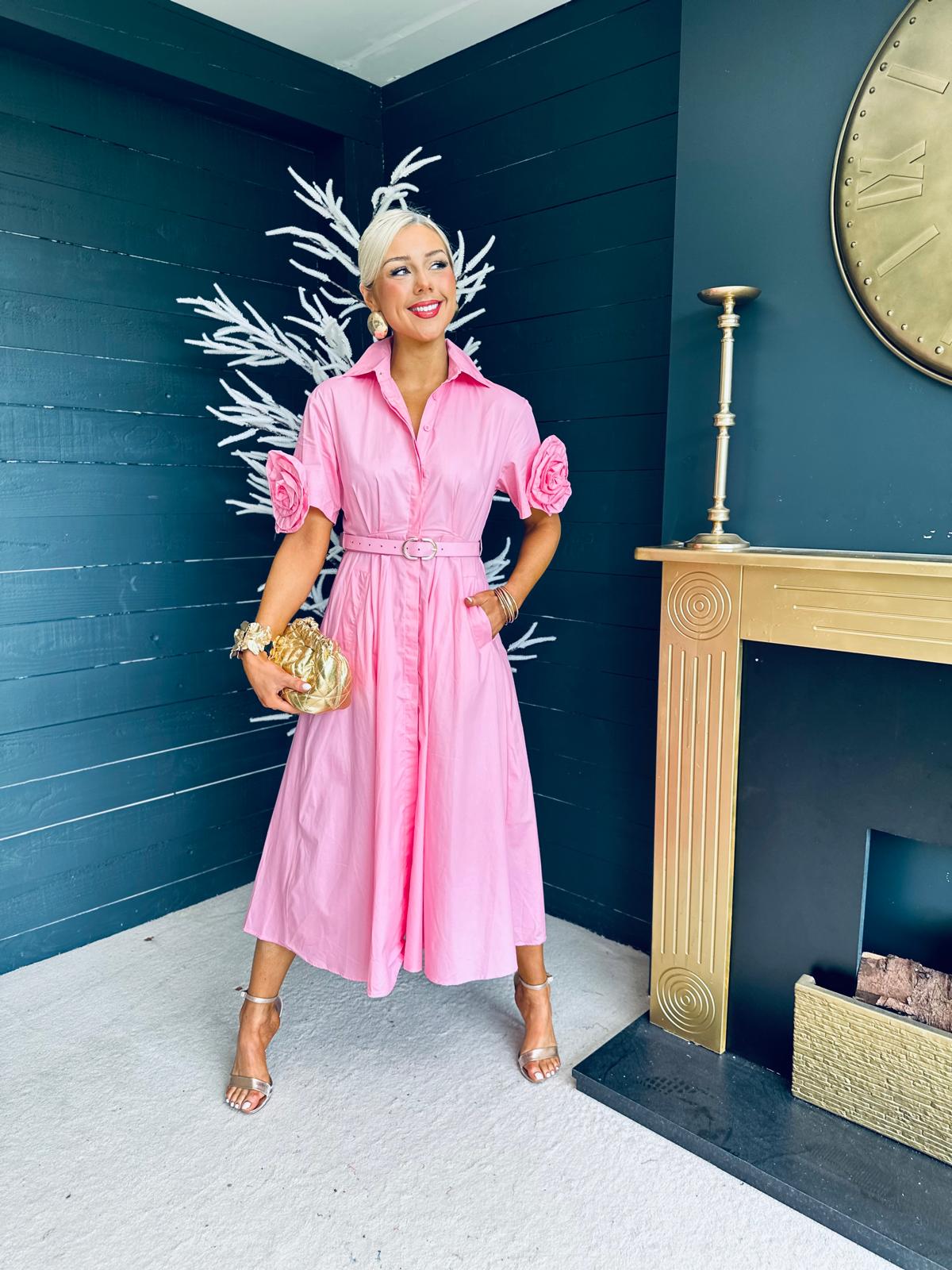 Iggy Detailed Shirt Dress Pink