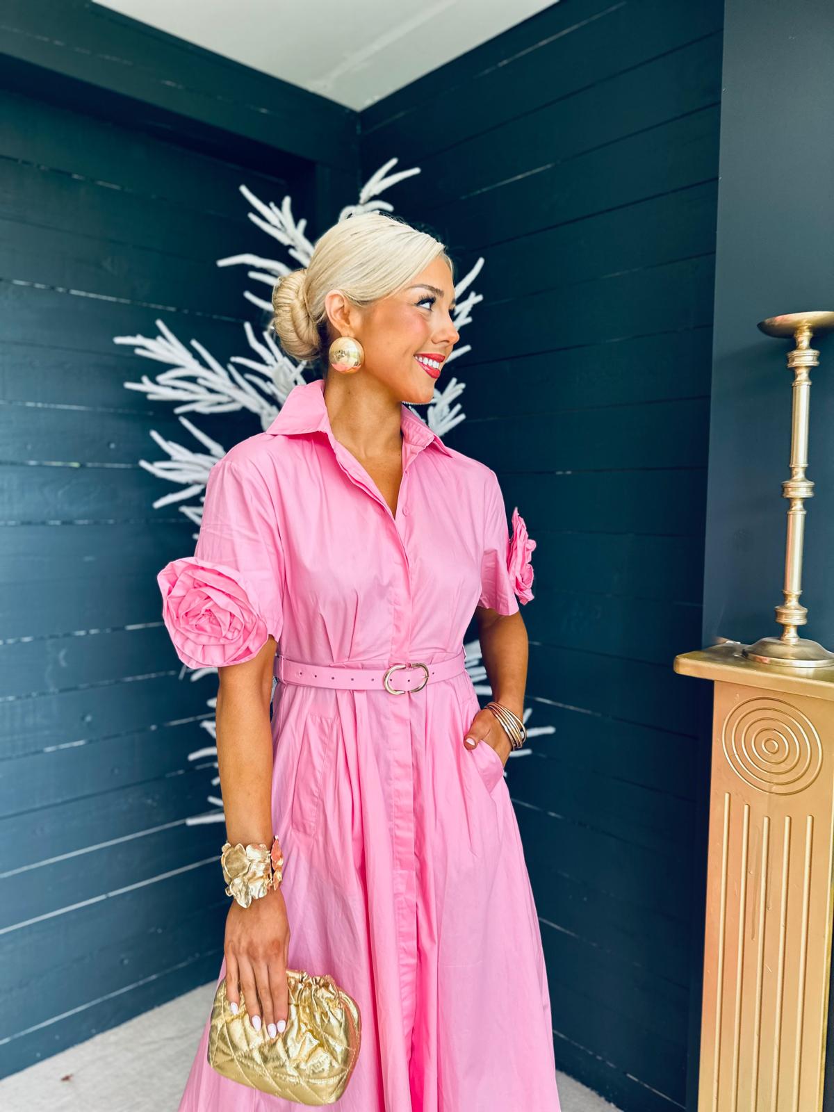 Iggy Detailed Shirt Dress Pink