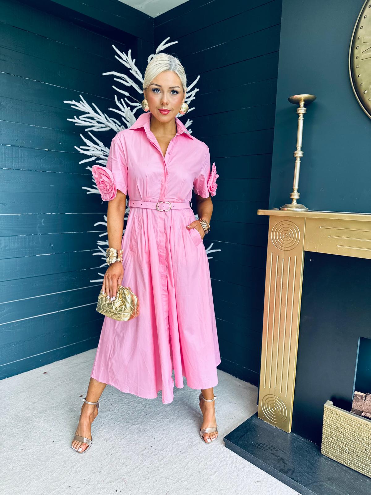 Iggy Detailed Shirt Dress Pink