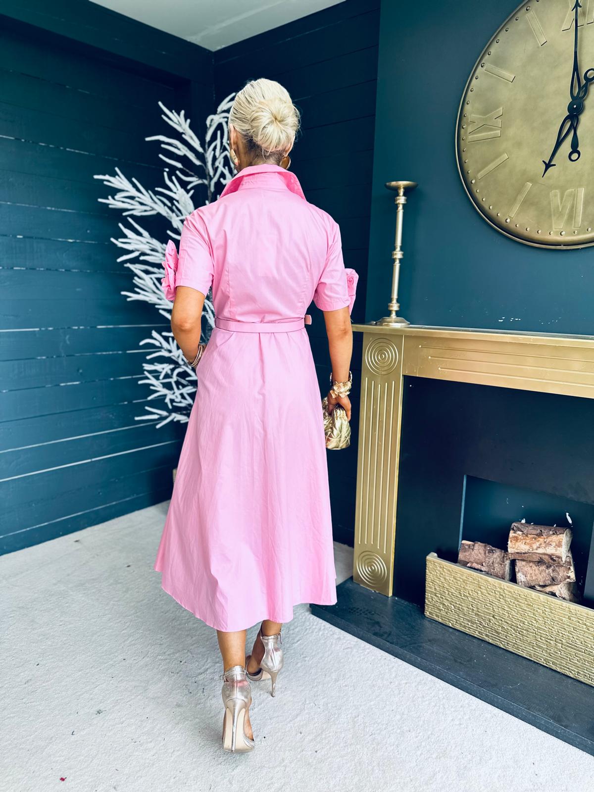 Iggy Detailed Shirt Dress Pink