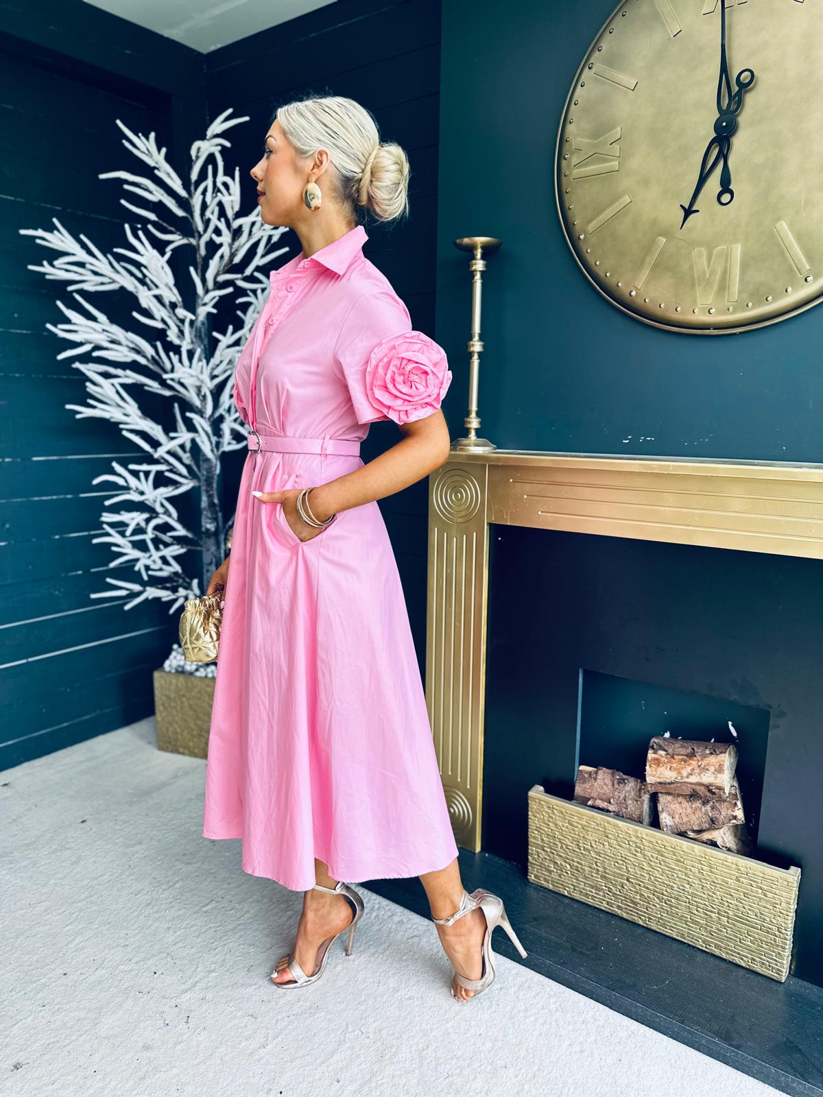 Iggy Detailed Shirt Dress Pink
