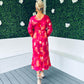 London V Neck Long Sleeves Maxi Dress Red