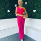 Rosemary Pink Jumpsuit With Red Bow