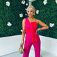 Rosemary Pink Jumpsuit With Red Bow