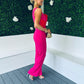 Rosemary Pink Jumpsuit With Red Bow