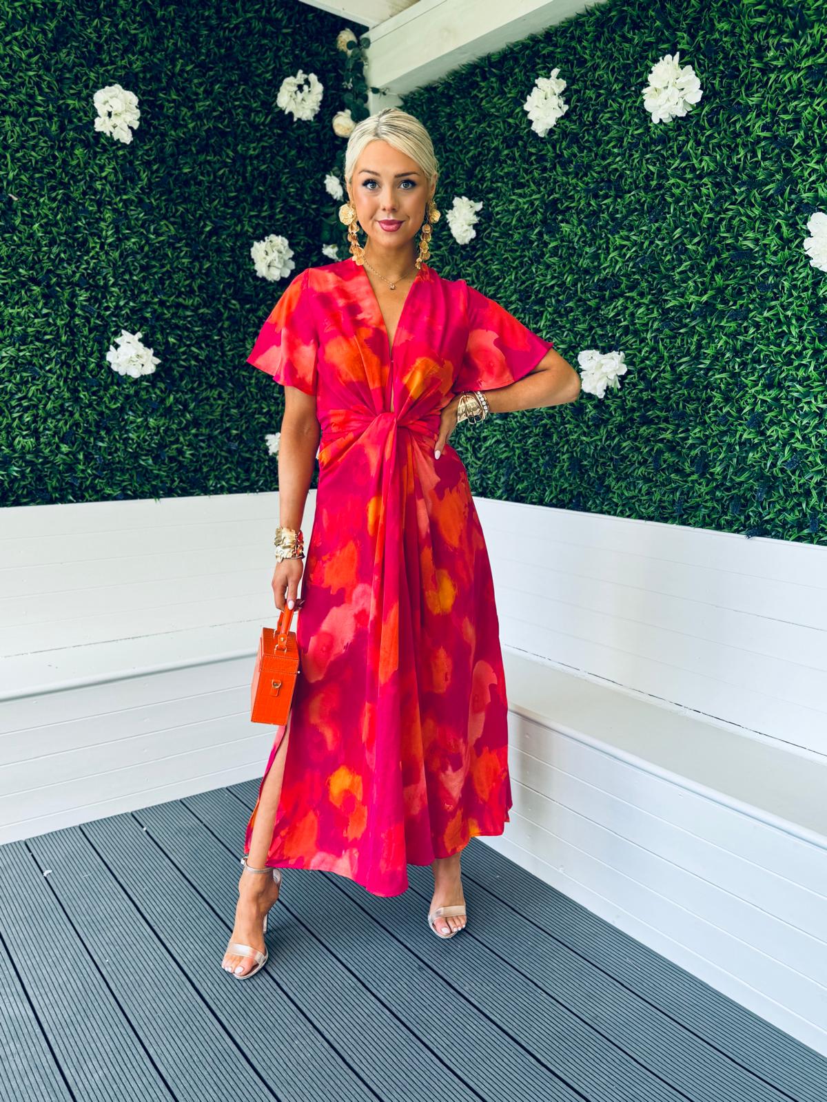 Ayda Knot Detail Midi Dress Morange