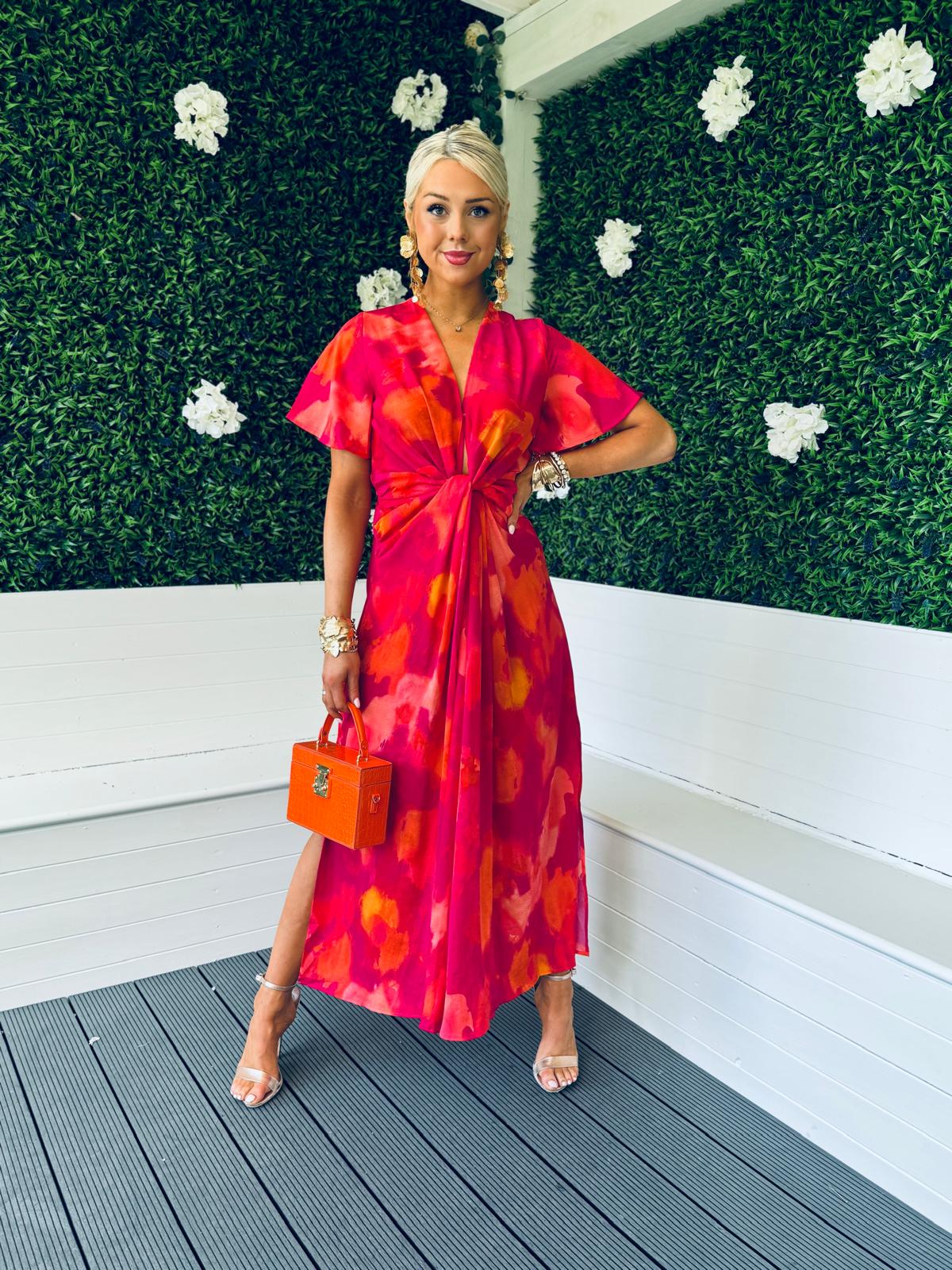 Ayda Knot Detail Midi Dress Morange