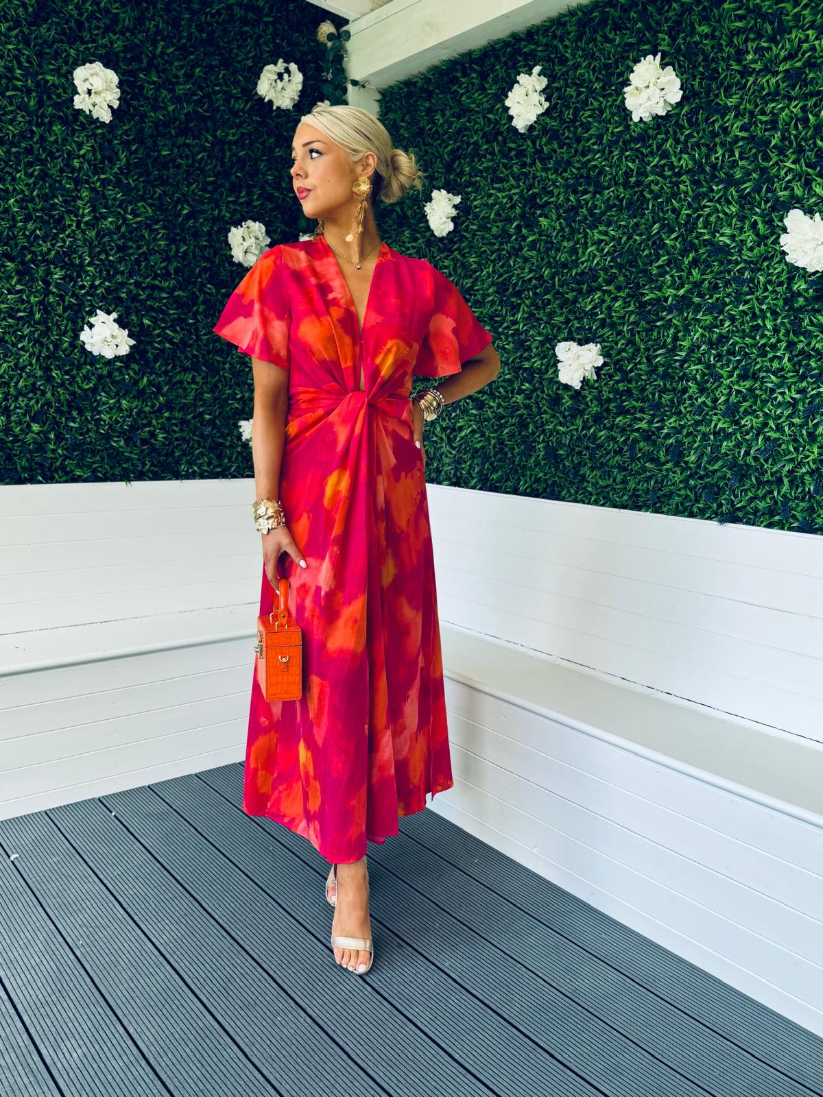 Ayda Knot Detail Midi Dress Morange