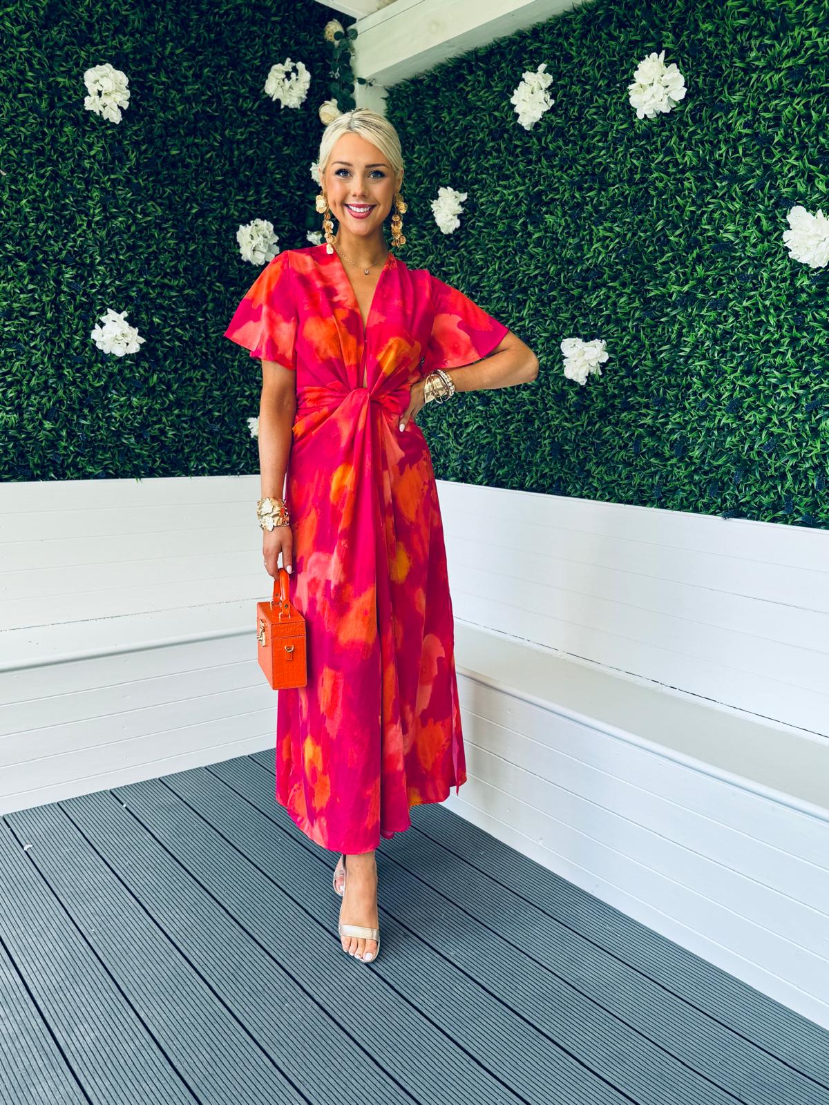 Ayda Knot Detail Midi Dress Morange