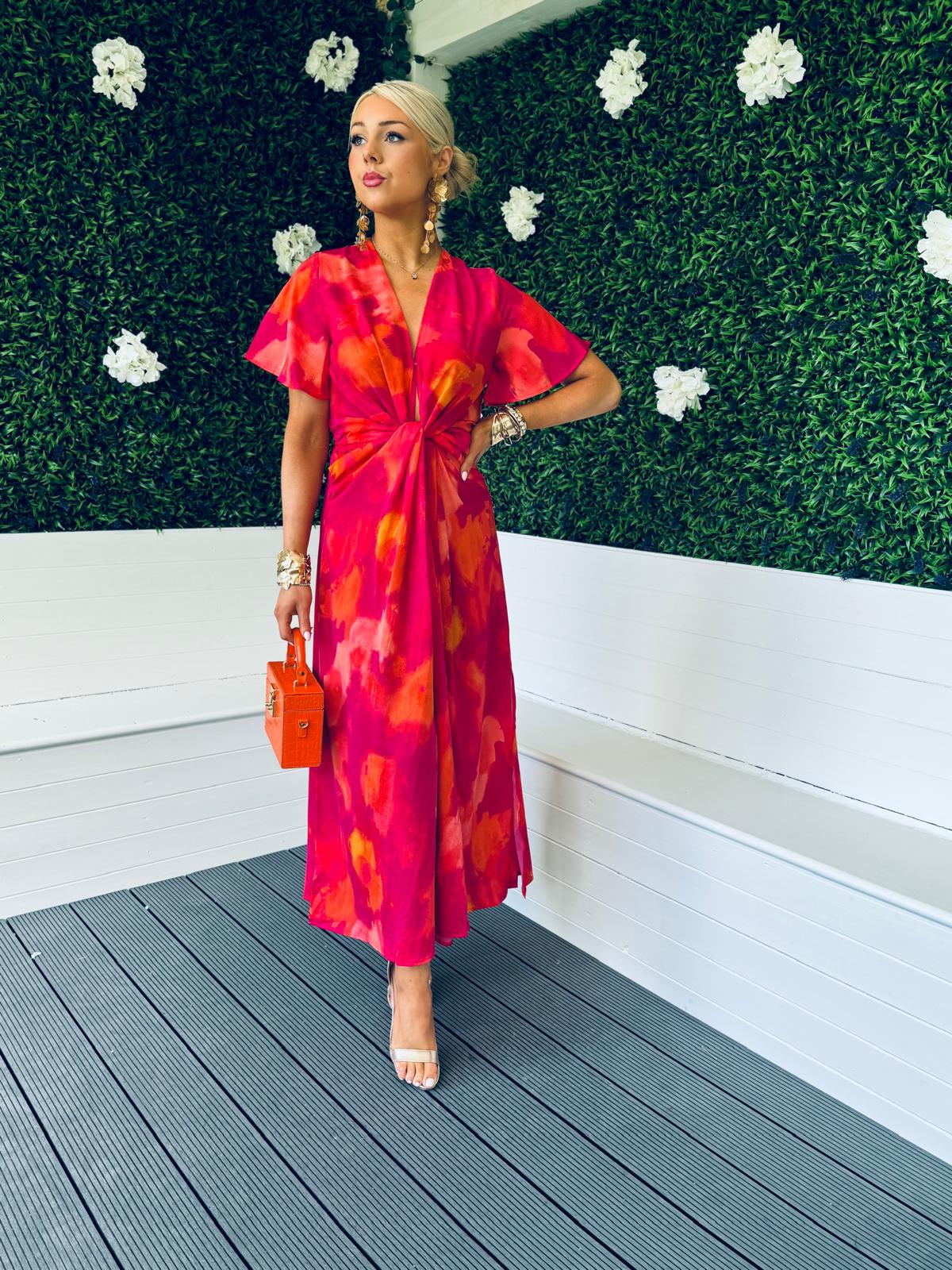 Ayda Knot Detail Midi Dress Morange