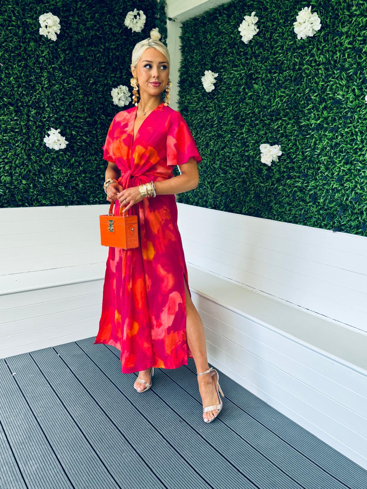 Ayda Knot Detail Midi Dress Morange