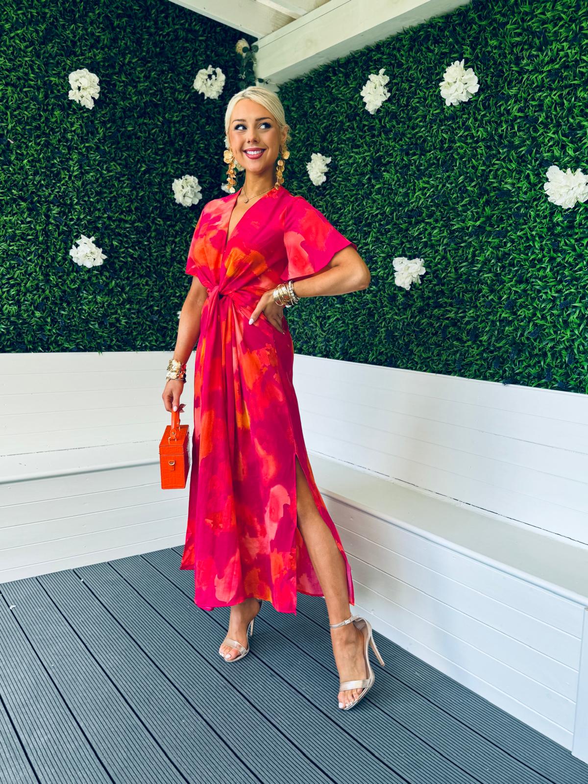 Ayda Knot Detail Midi Dress Morange