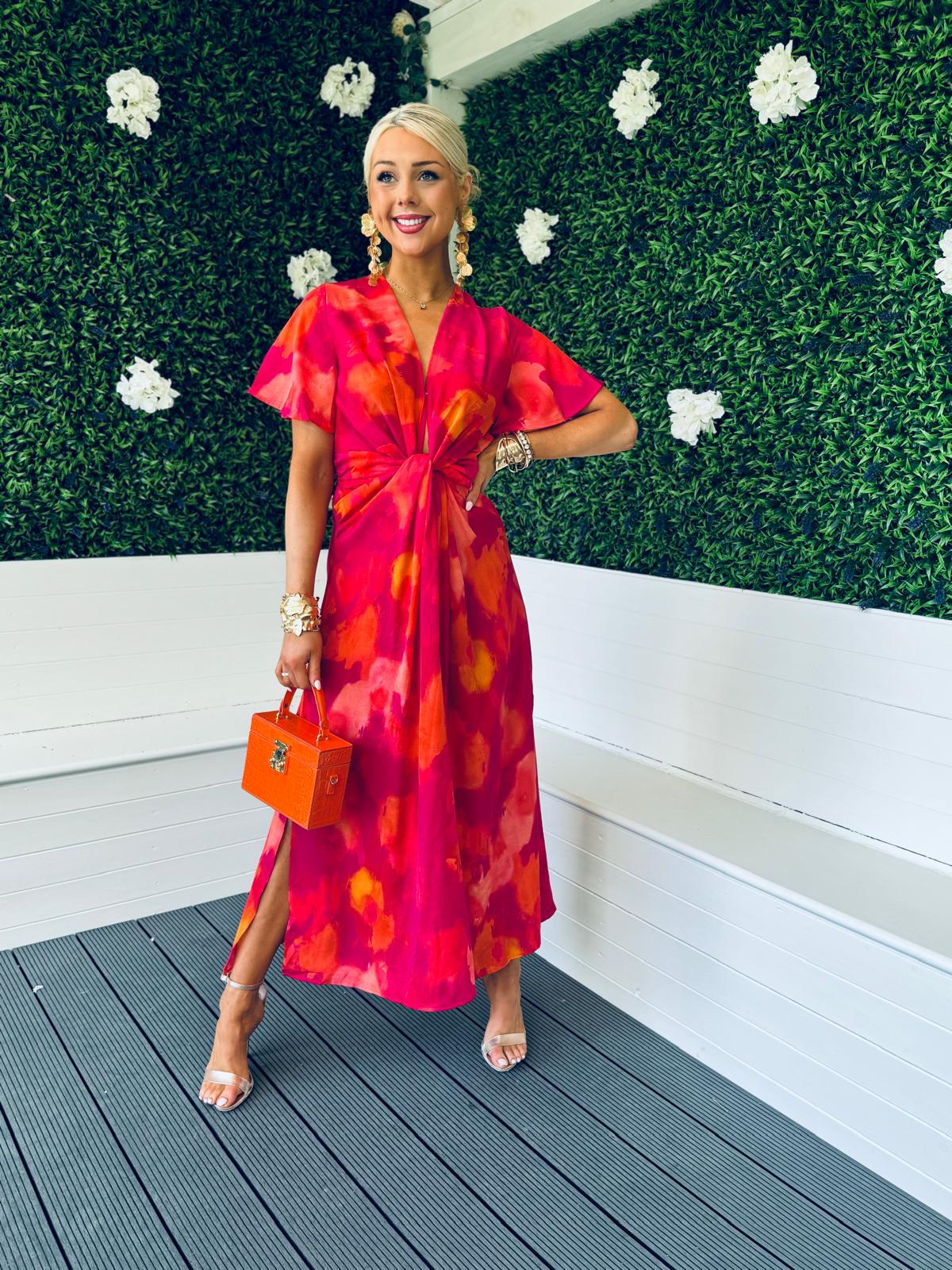 Ayda Knot Detail Midi Dress Morange