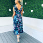 Beverly Tie Shoulder Midi Dress In Navy Floral