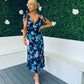 Beverly Tie Shoulder Midi Dress In Navy Floral