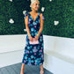 Beverly Tie Shoulder Midi Dress In Navy Floral