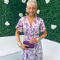 Arlene Angel Sleeve Midi Dress Floral Purple