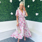 Arlene Angel Sleeve Midi Dress Floral Pink