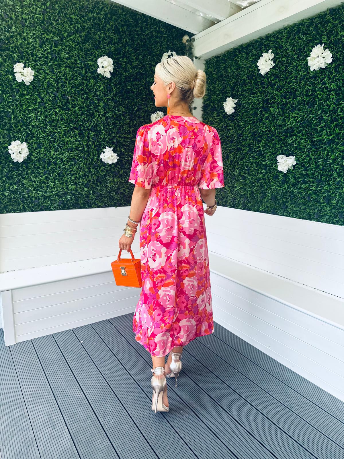 Gill Knot Detail Midi Dress Pink