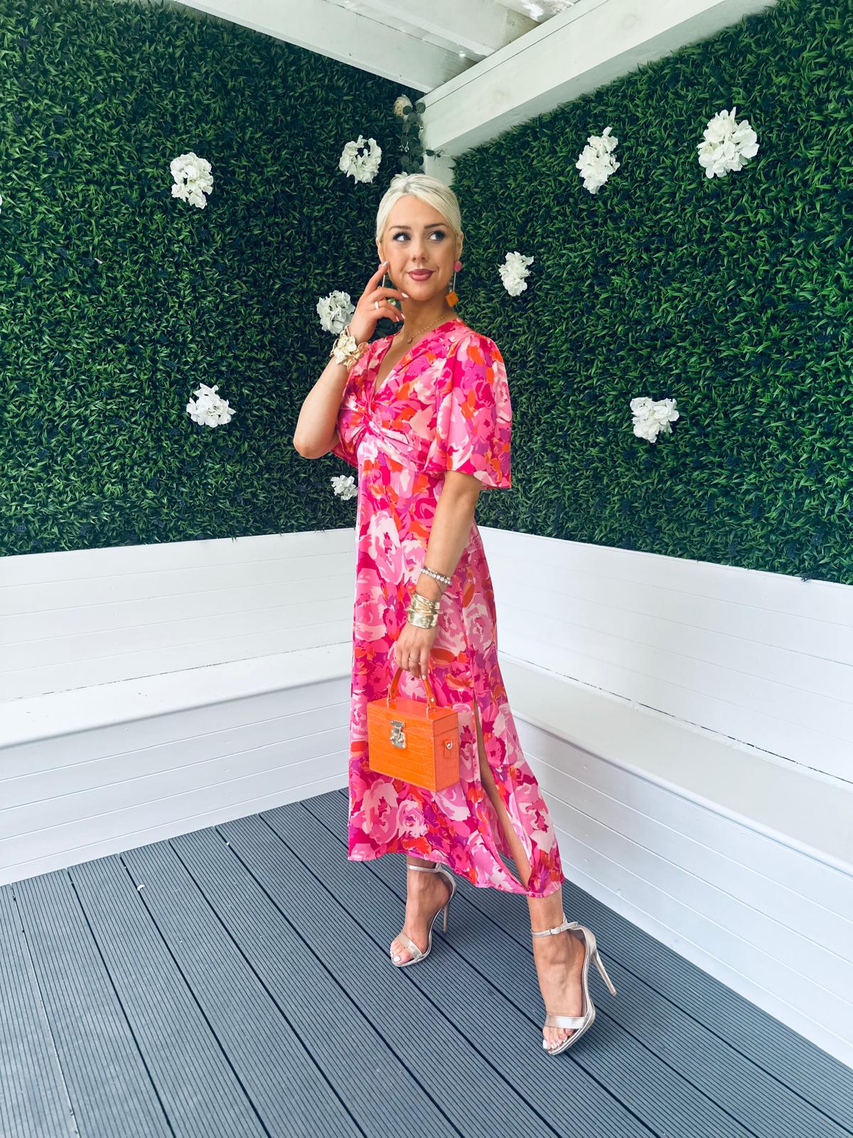 Gill Knot Detail Midi Dress Pink