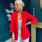 Anitta Button Cuff Blazer Red