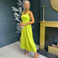 Verona Satin Maxi Dress Lime