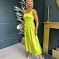 Verona Satin Maxi Dress Lime