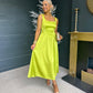 Verona Satin Maxi Dress Lime