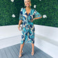 Peyton Plisse Midi Dress Mix Marine