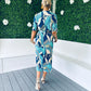 Peyton Plisse Midi Dress Mix Marine