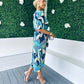 Peyton Plisse Midi Dress Mix Marine