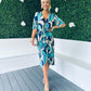 Peyton Plisse Midi Dress Mix Marine