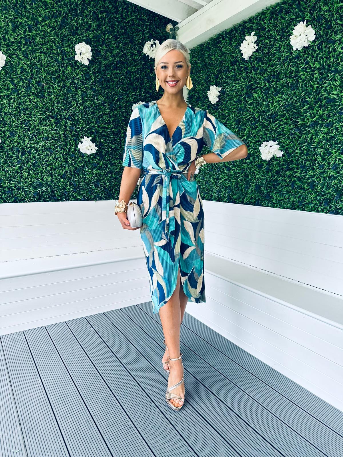 Peyton Plisse Midi Dress Mix Marine