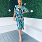 Peyton Plisse Midi Dress Mix Marine