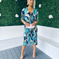 Peyton Plisse Midi Dress Mix Marine