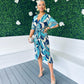 Peyton Plisse Midi Dress Mix Marine