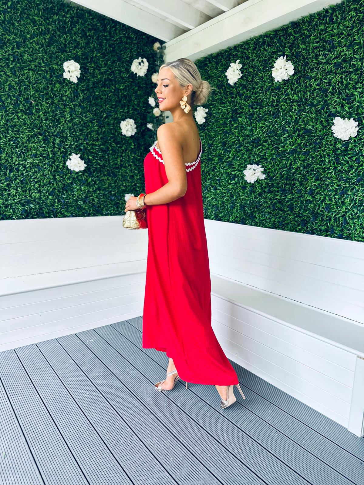 Trase One Shoulder Midi Dress Red