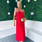 Trase One Shoulder Midi Dress Red