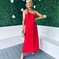 Trase One Shoulder Midi Dress Red