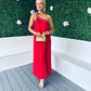 Trase One Shoulder Midi Dress Red