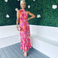 Paloma Pink Floral Tie Neck Maxi Dress