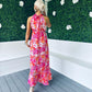 Paloma Pink Floral Tie Neck Maxi Dress