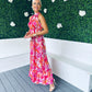 Paloma Pink Floral Tie Neck Maxi Dress