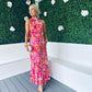 Paloma Pink Floral Tie Neck Maxi Dress