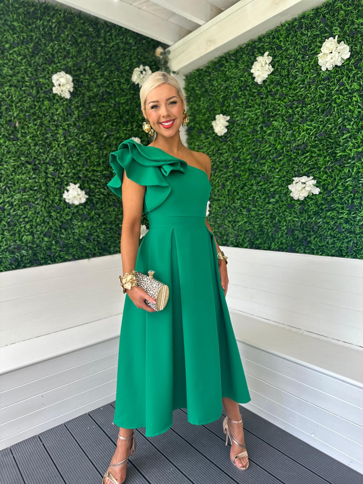 Trudy Detailed Occasion Dress Emerald