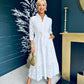 Michelle Broidery Cotton Shirt Dress White