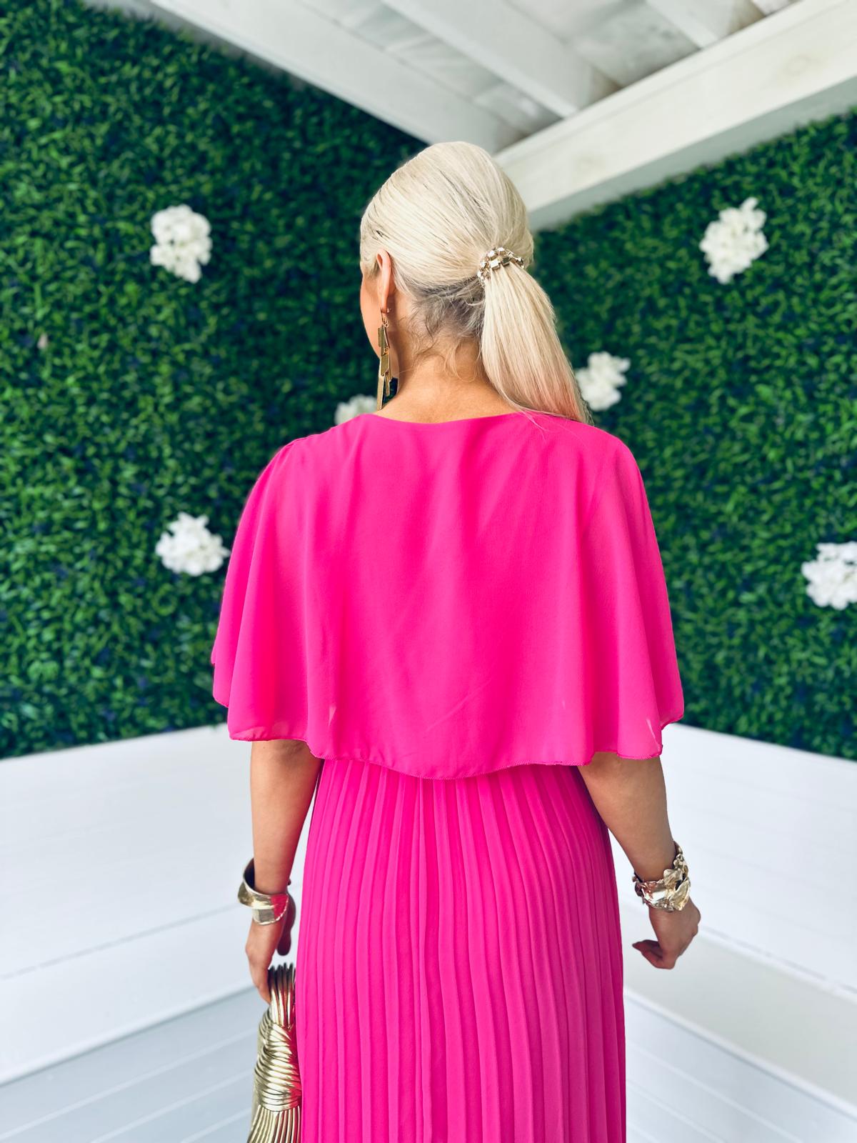 Stace Pleated Midi Dress Pink