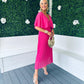 Stace Pleated Midi Dress Pink