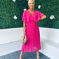 Stace Pleated Midi Dress Pink